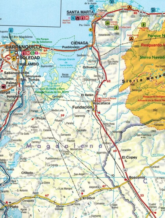 Kolumbia 1:1 000 000. Mapa samochodowa wydawnictwa Freytag & Berndt. Fragment 2