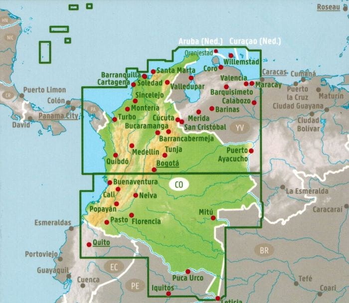 Kolumbia 1:1 000 000. Mapa samochodowa wydawnictwa Freytag & Berndt. Zasięg