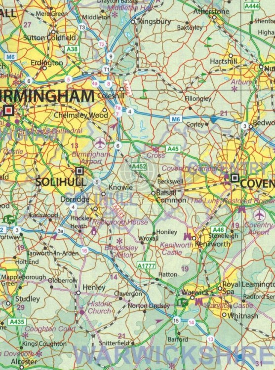 Anglia Południowo-Wschodnia i Midlands. Mapa samochodowo-turystyczna wydawnictwa ITMB. Fragment 2