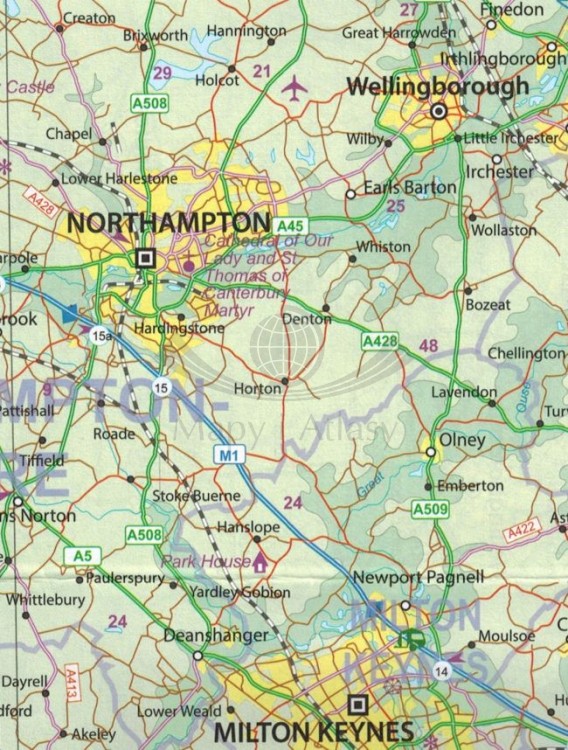 Anglia Południowo-Wschodnia i Midlands. Mapa samochodowo-turystyczna wydawnictwa ITMB. Fragment 3
