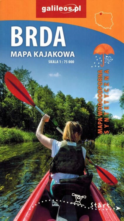 Brda. Wodoodporna mapa kajakowa 175 000 wydawnictwa Galileos. Okładka