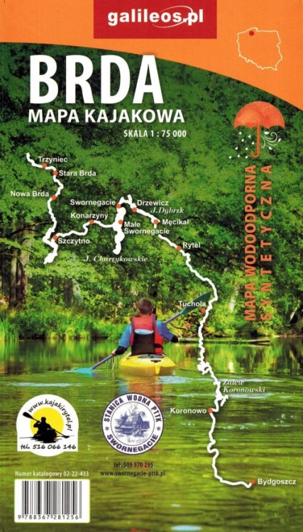 Brda. Wodoodporna mapa kajakowa 175 000 wydawnictwa Galileos. Okładka tył