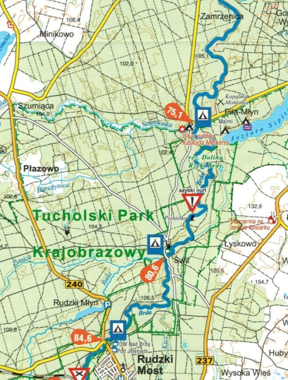 Brda. Wodoodporna mapa kajakowa 175 000 wydawnictwa Galileos. Fragment 2