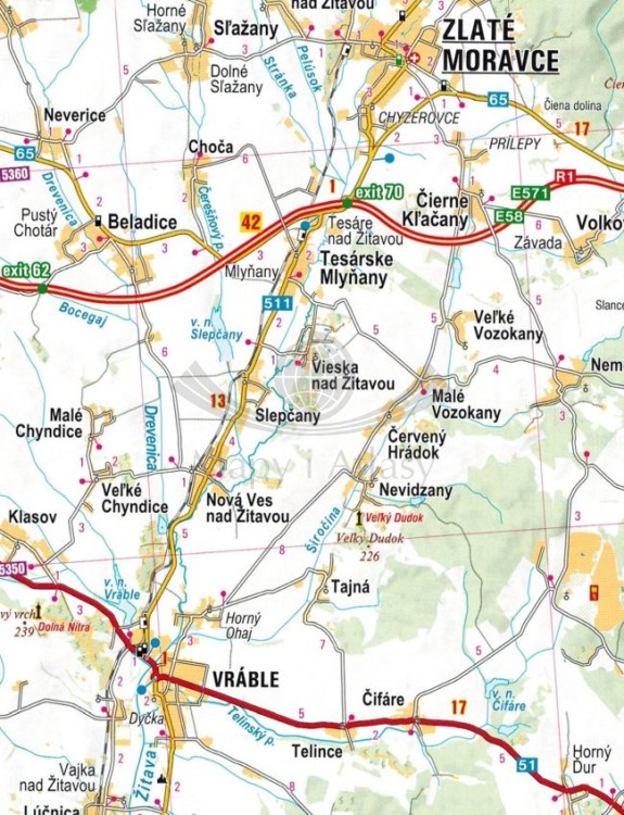 Czechy i Słowacja 1:150 000. Atlas samochodowo-turystyczny wydawnictwa Freytag & Berndt. Słowacja - przykładowy arkusz 1 - fragment 1