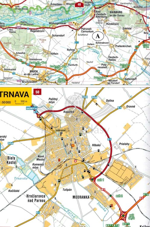 Czechy i Słowacja 1:150 000. Atlas samochodowo-turystyczny wydawnictwa Freytag & Berndt. Słowacja - przykładowy arkusz 2