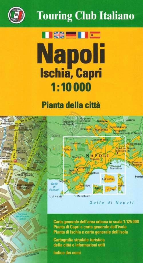 Neapol, Ischia, Capri. Mapa / Plan miasta 1:10 000. Touring Club Italiano