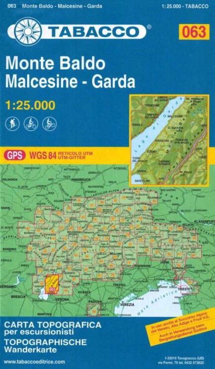 Monte Baldo. Mapa turystyczna 063 wydawnictwa Tabacco. Okładka