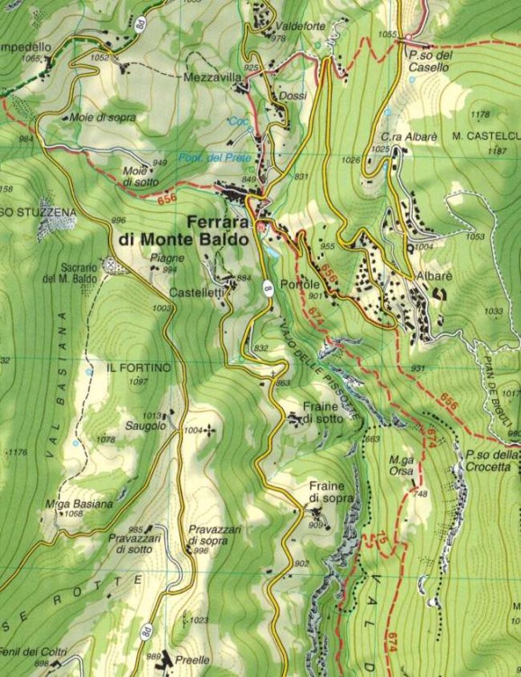 Monte Baldo. Mapa turystyczna 063 wydawnictwa Tabacco. Fragment 2