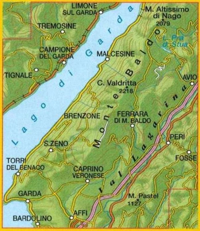 Monte Baldo. Mapa turystyczna 063 wydawnictwa Tabacco. Zasięg