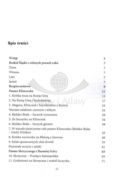 Beskid Śląski aktywnie. Przewodnik turystyczny. Spis treści 1
