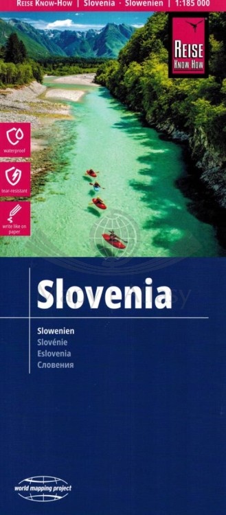 Słowenia 1:185 000. Wodoodporna mapa samochodowo-turystyczna wydawnictwa Reise Know-How. Okładka