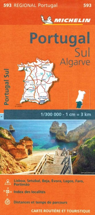 Portugalia, część południowa. Algarve. Mapa samochodowo-turystyczna 593 wydawnictwa Michelin. Okładka