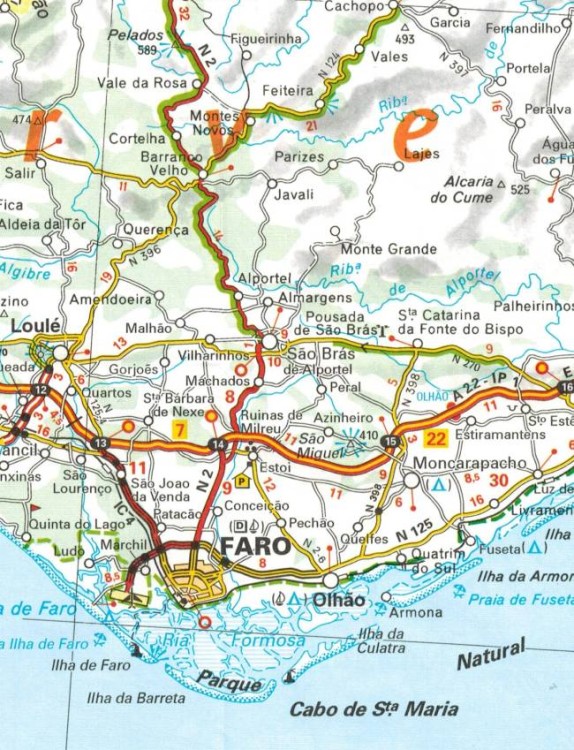 Portugalia, część południowa. Algarve. Mapa samochodowo-turystyczna 593 wydawnictwa Michelin. Fragment 2