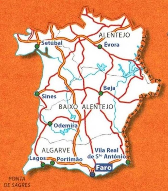 Portugalia, część południowa. Algarve. Mapa samochodowo-turystyczna 593 wydawnictwa Michelin. Zasięg