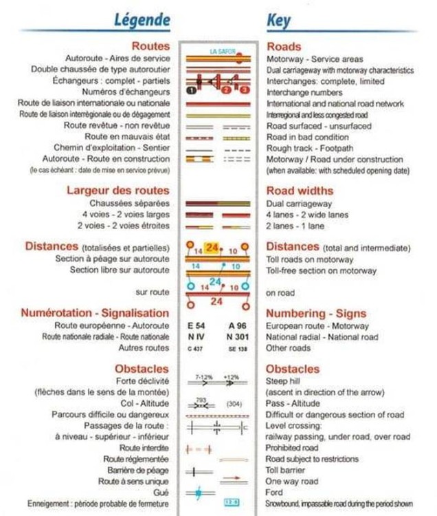 Portugalia, część południowa. Algarve. Mapa samochodowo-turystyczna 593 wydawnictwa Michelin. Legenda 1