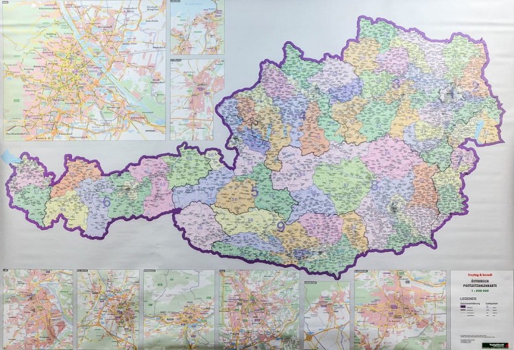 Austria 1:500 000. Mapa ścienna kodowa wydawnictwa Freytag & Berndt