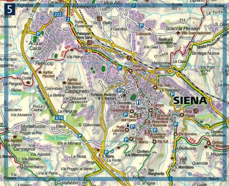 Florencja, Siena, Chianti. Wodoodporna mapa turystyczna 2458 wydawnictwa Kompass. Fragment 2