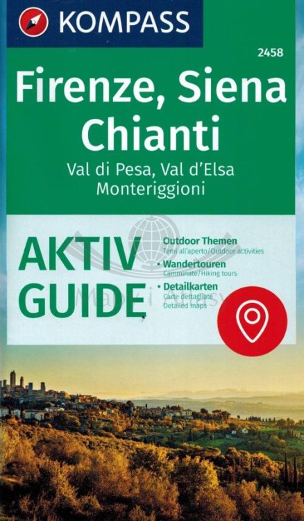 Florencja, Siena, Chianti. Wodoodporna mapa turystyczna 2458 wydawnictwa Kompass. Mini przewodnik - okładka