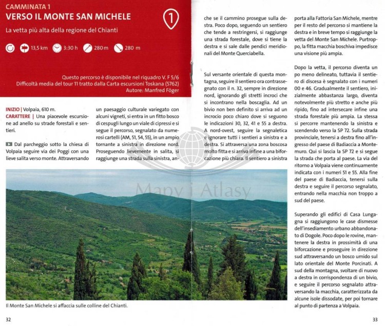 Florencja, Siena, Chianti. Wodoodporna mapa turystyczna 2458 wydawnictwa Kompass. Mini przewodnik - przykładowe strony