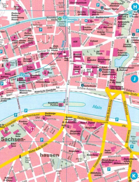 Frankfurt nad Menem 1:20 000. Mapa / Plan miasta wydawnictwa Freytag & Berndt. Fragment 2