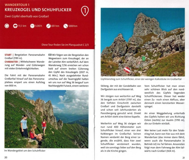 Bad Gastein. Wodoodporna mapa turystyczna 040 wydawnictwa Kompass. Mini przewodnik - przykładowe strony