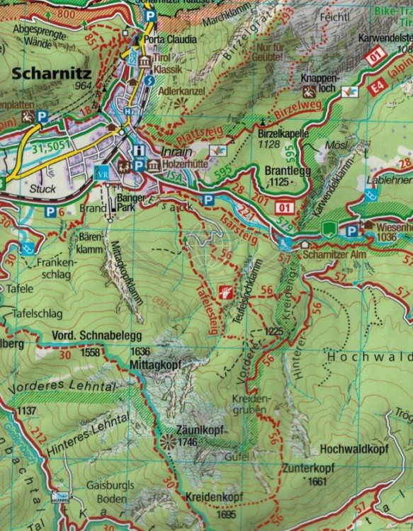 Innsbruck i okolice. Wodoodporna mapa turystyczna 036 wydawnictwa Kompass. Fragment 1