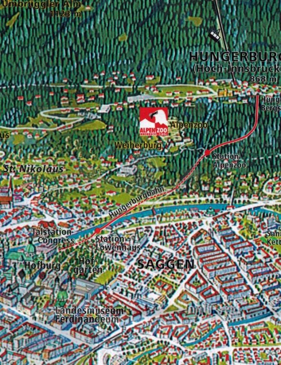 Innsbruck i okolice. Wodoodporna mapa turystyczna 036 wydawnictwa Kompass. Fragment 3