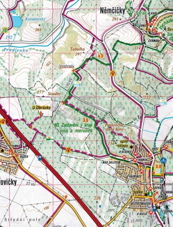 Okolice Brzecławia / Breclavsko, Hodoninsko. Mapa turystyczna 465 wydawnictwa Shocart. Fragment 1