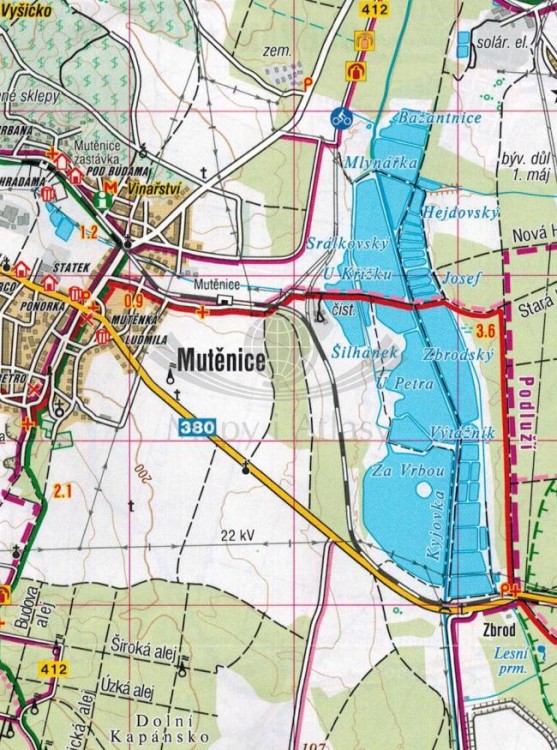 Okolice Brzecławia / Breclavsko, Hodoninsko. Mapa turystyczna 465 wydawnictwa Shocart. Fragment 2