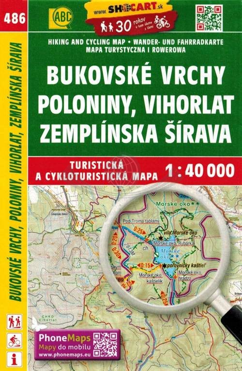 Bukovske Vrchy, Poloniny, Vihorlat, Zemplinska Sirava. Mapa turystyczna 486. Shocart