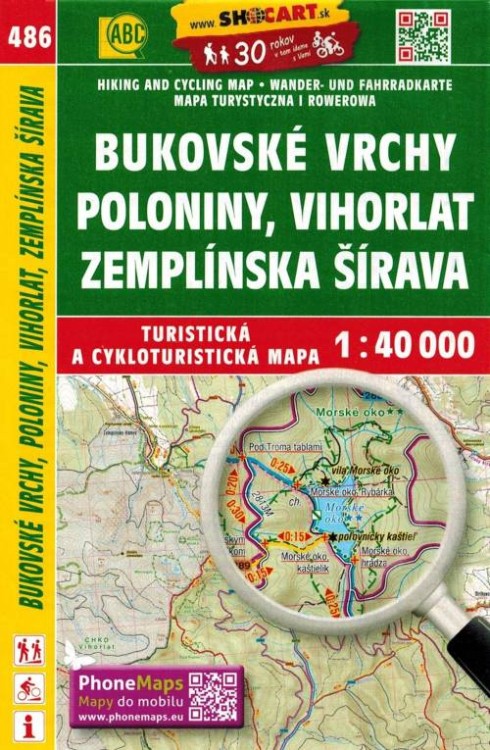 Bukovske Vrchy, Poloniny, Vihorlat, Zemplinska Sirava. Mapa turystyczna 486 wydawnictwa Shocart. Okładka