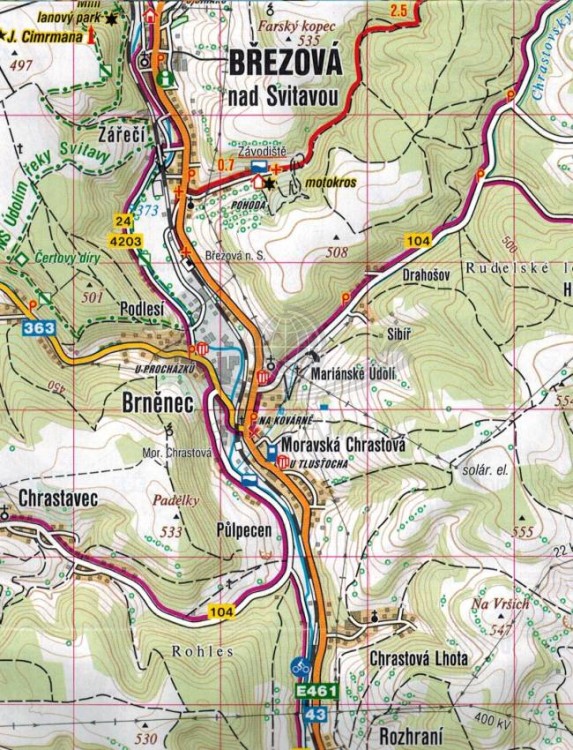 Okolice Svitavy / Svitavsko. Mapa turystyczna 455 wydawnictwa Shocart. Fragment 1