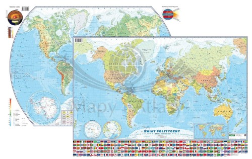 Świat. Dwustronna mapa podręczna. Fizyczna/polityczna