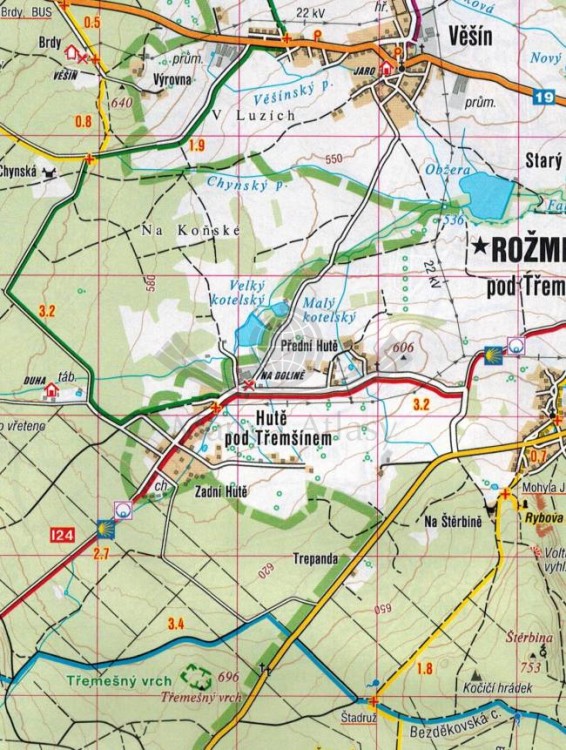 Pootavi - Susicko, Strakonicko. Mapa turystyczna 433 wydawnictwa Shocart. Fragment 1
