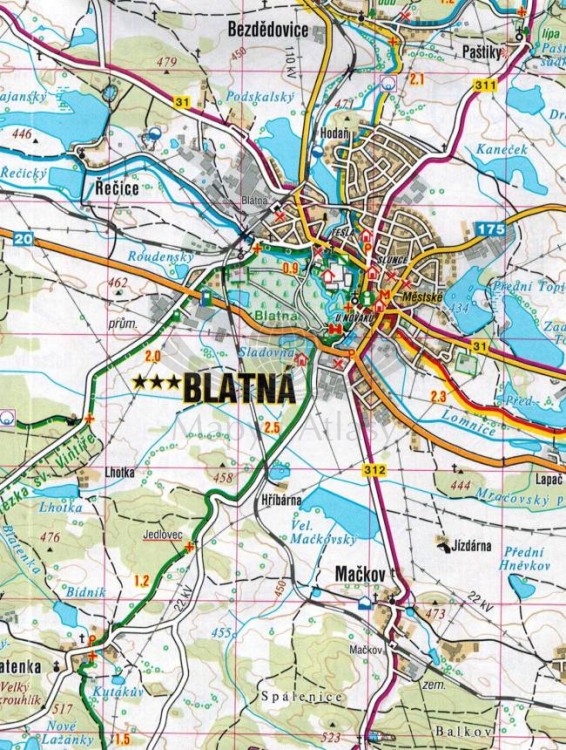 Pootavi - Susicko, Strakonicko. Mapa turystyczna 433 wydawnictwa Shocart. Fragment 2