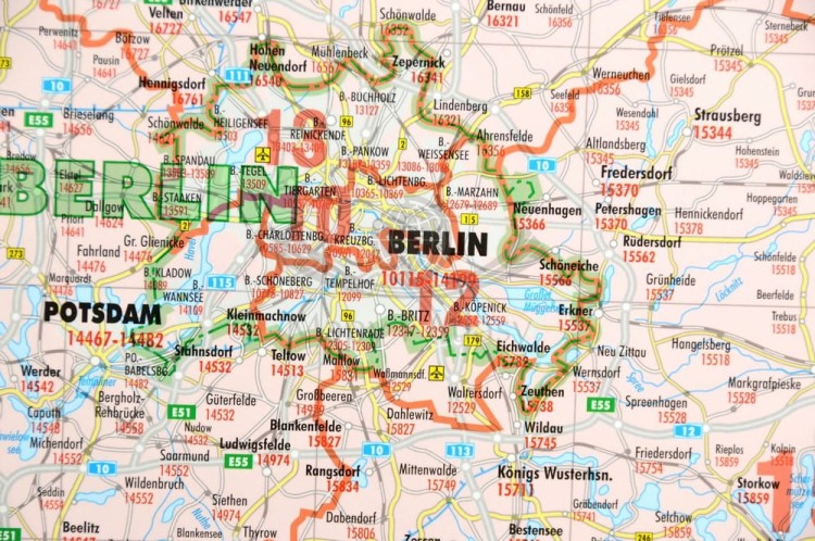 Niemcy 1:500 000. Mapa ścienna. Kody pocztowe. Postleit-Karte. Fragment 1
