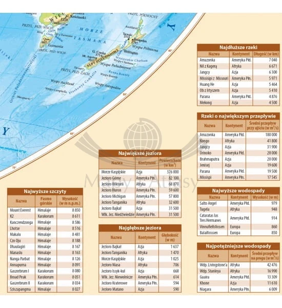 Świat. Plan lekcji + mapa fizyczna. Fragment 2