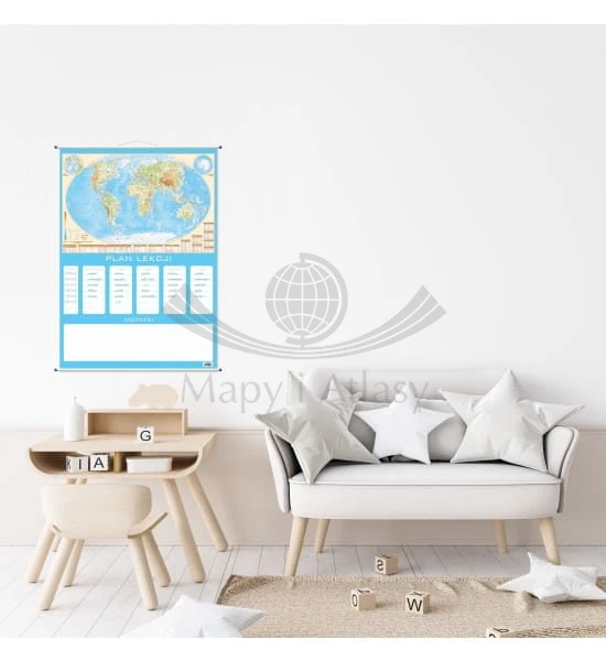 Świat. Plan lekcji + mapa fizyczna. Przykładowa aranżacja 1