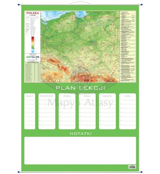 Polska. Plan lekcji + mapa fizyczna