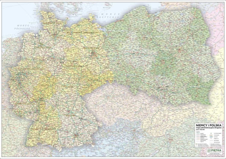 Niemcy i Polska 1:950 000. Mapa ścienna administracyjno-drogowa. Wersja STRONG
