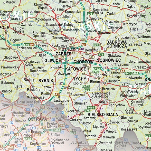 Niemcy i Polska 1:950 000. Mapa ścienna administracyjno-drogowa. Wersja STRONG. Fragment 2