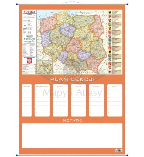Polska. Plan lekcji + mapa administracyjna