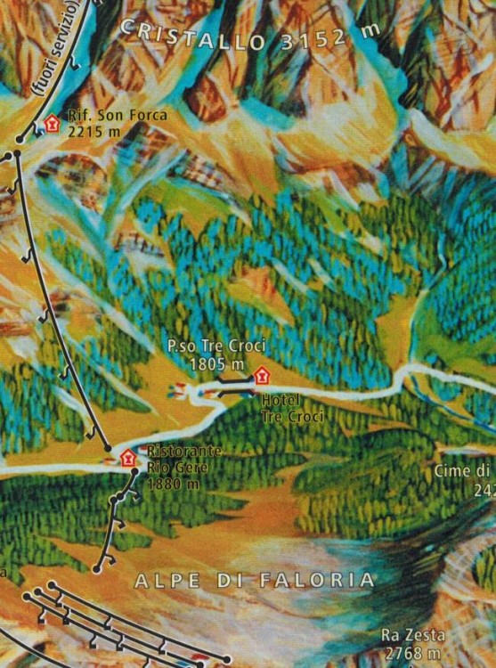 Cortina d'Ampezzo. Wodoodporna mapa turystyczna 55 wydawnictwa Kompass. Fragment 3