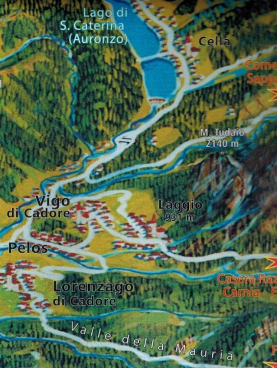 Cortina d'Ampezzo. Wodoodporna mapa turystyczna 55 wydawnictwa Kompass. Fragment 4
