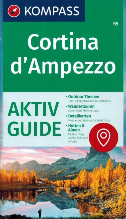 Cortina d'Ampezzo. Wodoodporna mapa turystyczna 55 wydawnictwa Kompass. Mini przewodnik - okładka