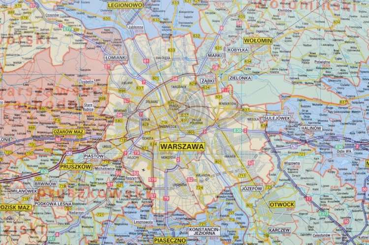 Mazowsze / Województwo mazowieckie 1:225 000. Mapa. Rama alu SLIM. Fragment 1