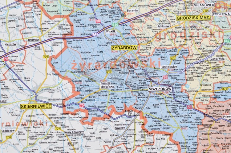 Mazowsze / Województwo mazowieckie 1:225 000. Mapa. Rama alu SLIM. Fragment 2