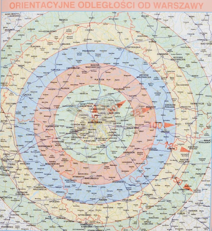 Mazowsze / Województwo mazowieckie 1:225 000. Mapa. Rama alu SLIM. Fragment 6