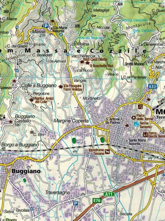 Toskania. Zestaw czterech map turystycznych 2440 wydawnictwa Kompass. Mapa 1 - fragment 2