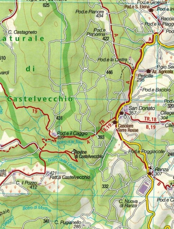 Toskania. Zestaw czterech map turystycznych 2440 wydawnictwa Kompass. Mapa 2 - fragment 2